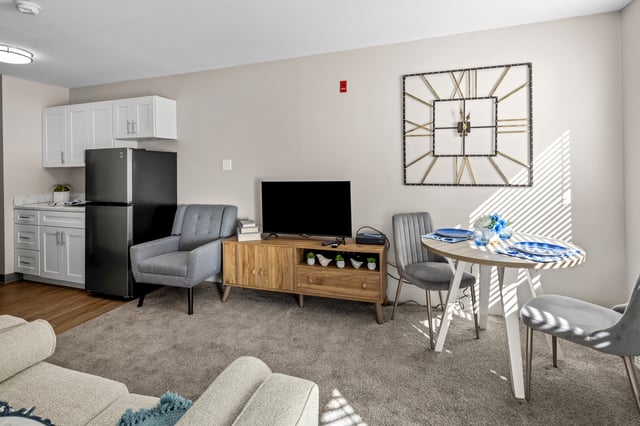 Elm-Park-Estates-050 - Living Room in our One-Bedroom Apartment Home